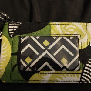 VERA BRADLEY Zip ID Case- Yellow Green Black Pattern